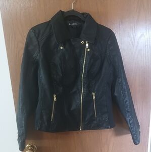 Womans Large  Baccini Faux Leather Jackey With Side Spandex